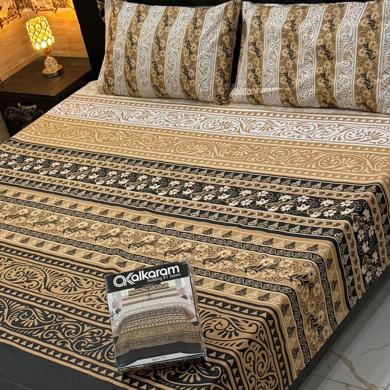 Cotton Gold fabric King Size Bed Sheet