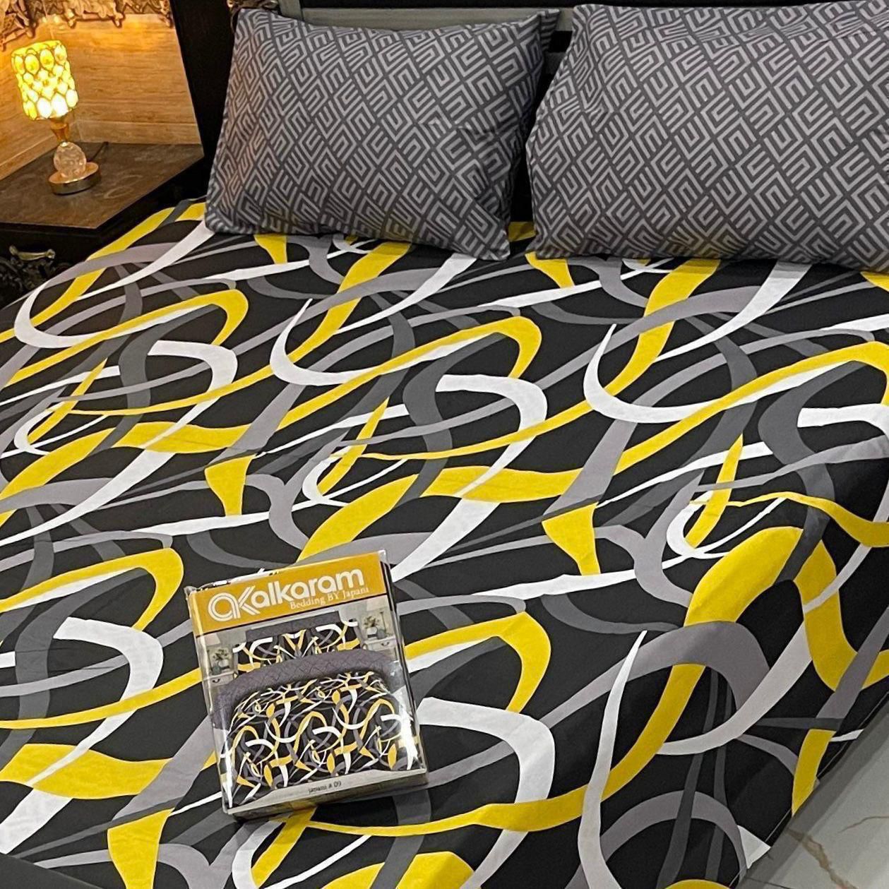 Cotton Gold fabric King Size Bed Sheet