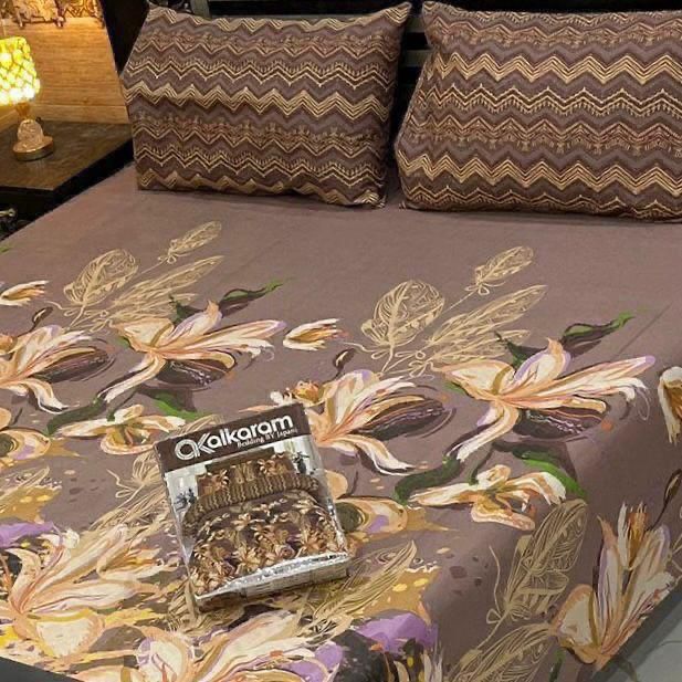 Cotton Gold fabric King Size Bed Sheet