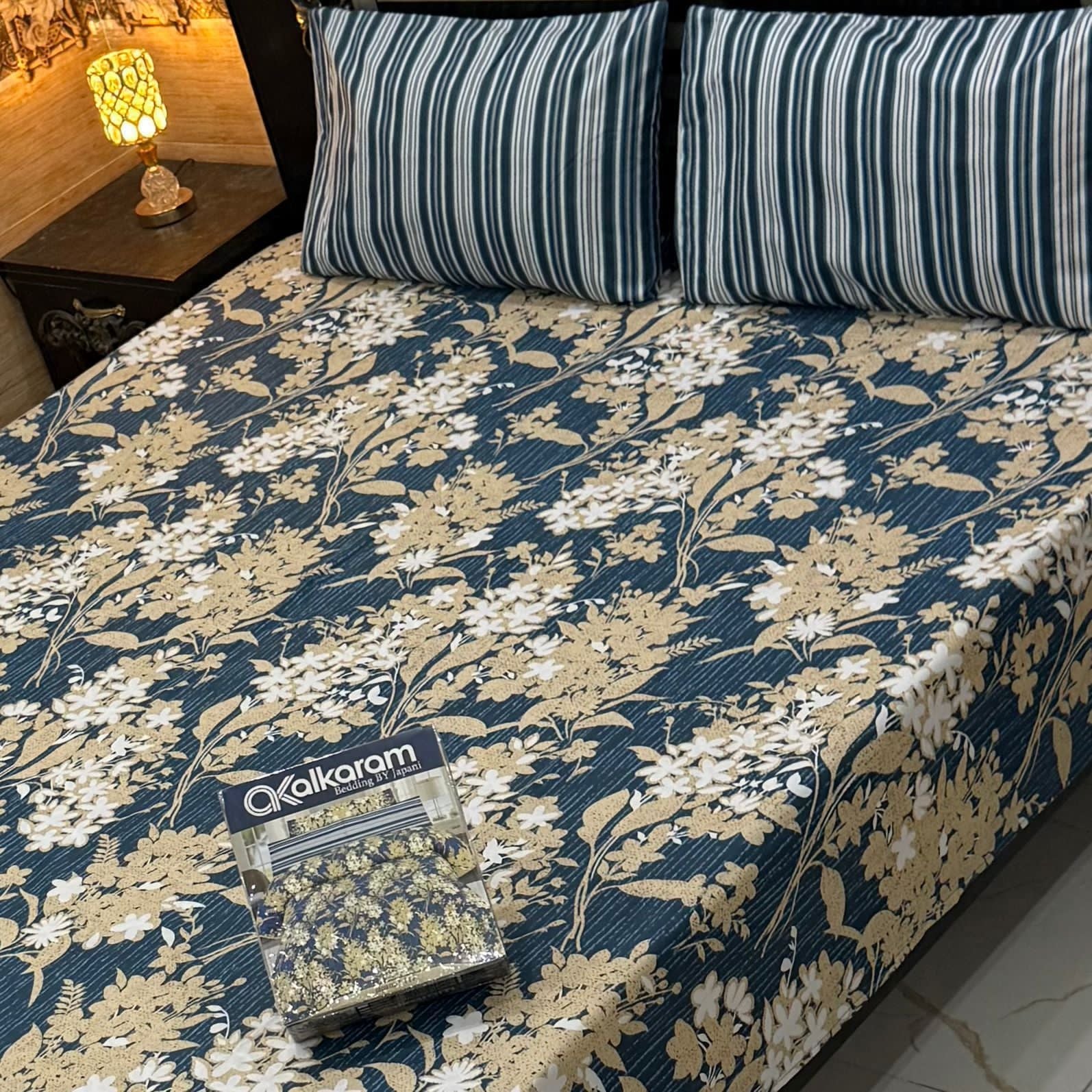 Cotton Gold fabric King Size Bed Sheet