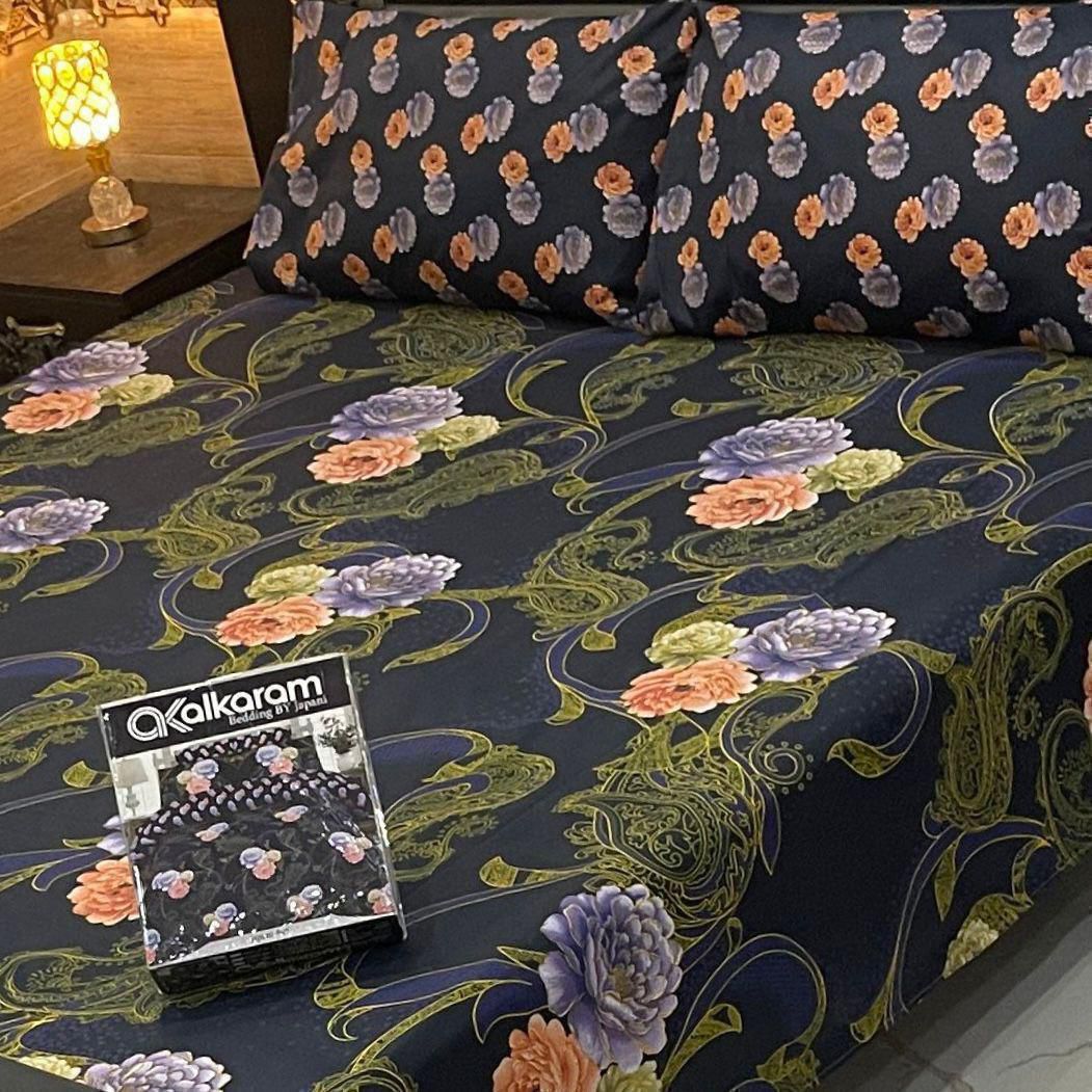 Cotton Gold fabric King Size Bed Sheet