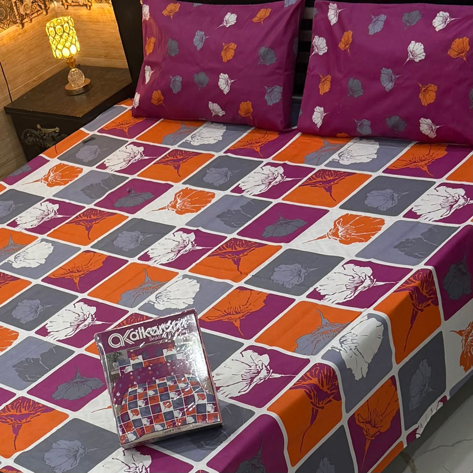 Cotton Gold fabric King Size Bed Sheet