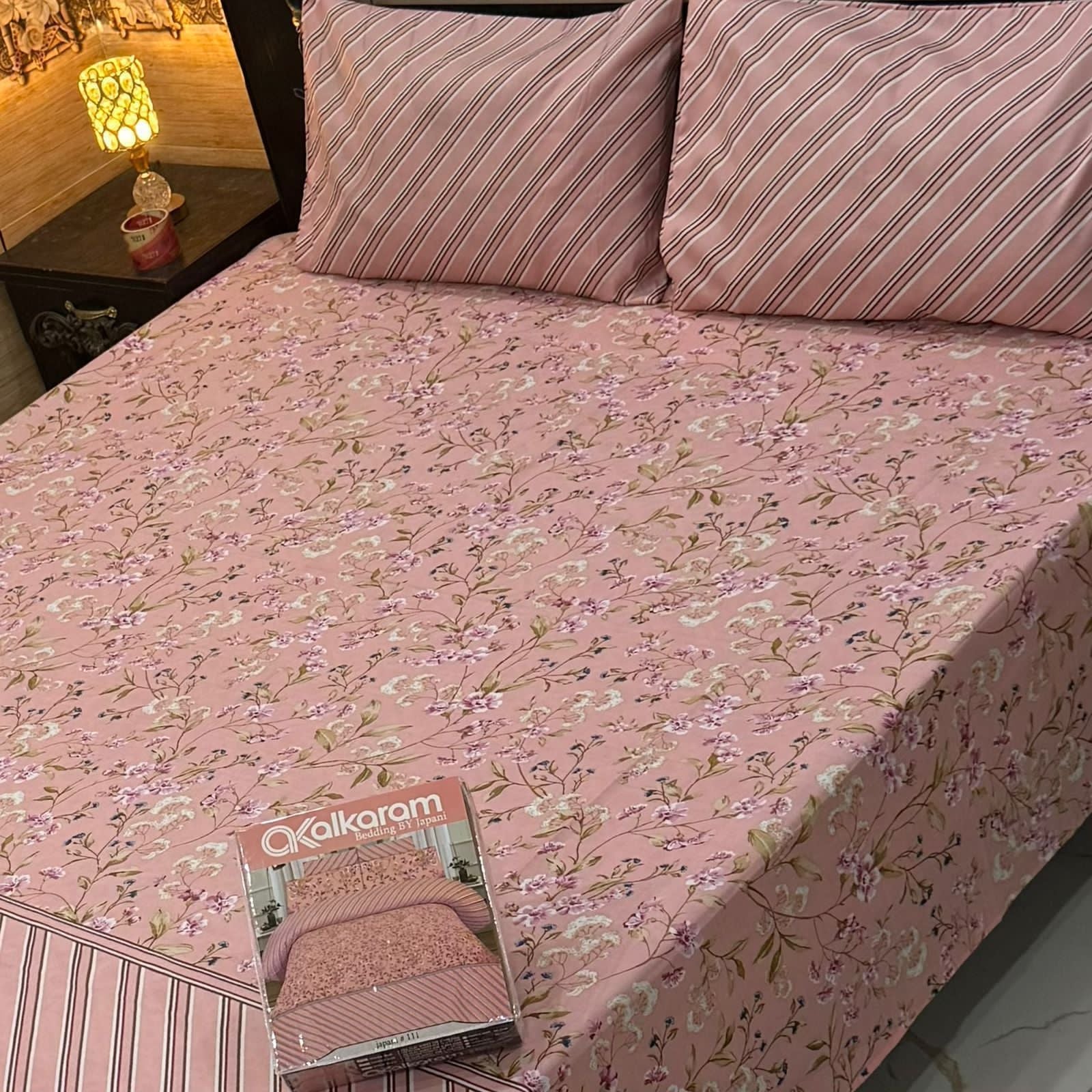 Cotton Gold fabric King Size Bed Sheet