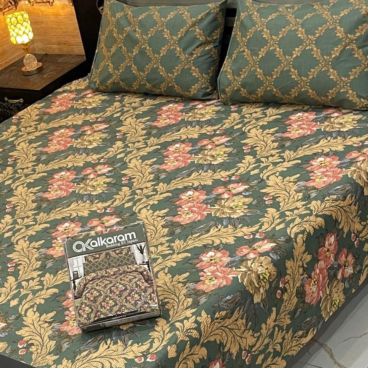 Cotton Gold fabric King Size Bed Sheet