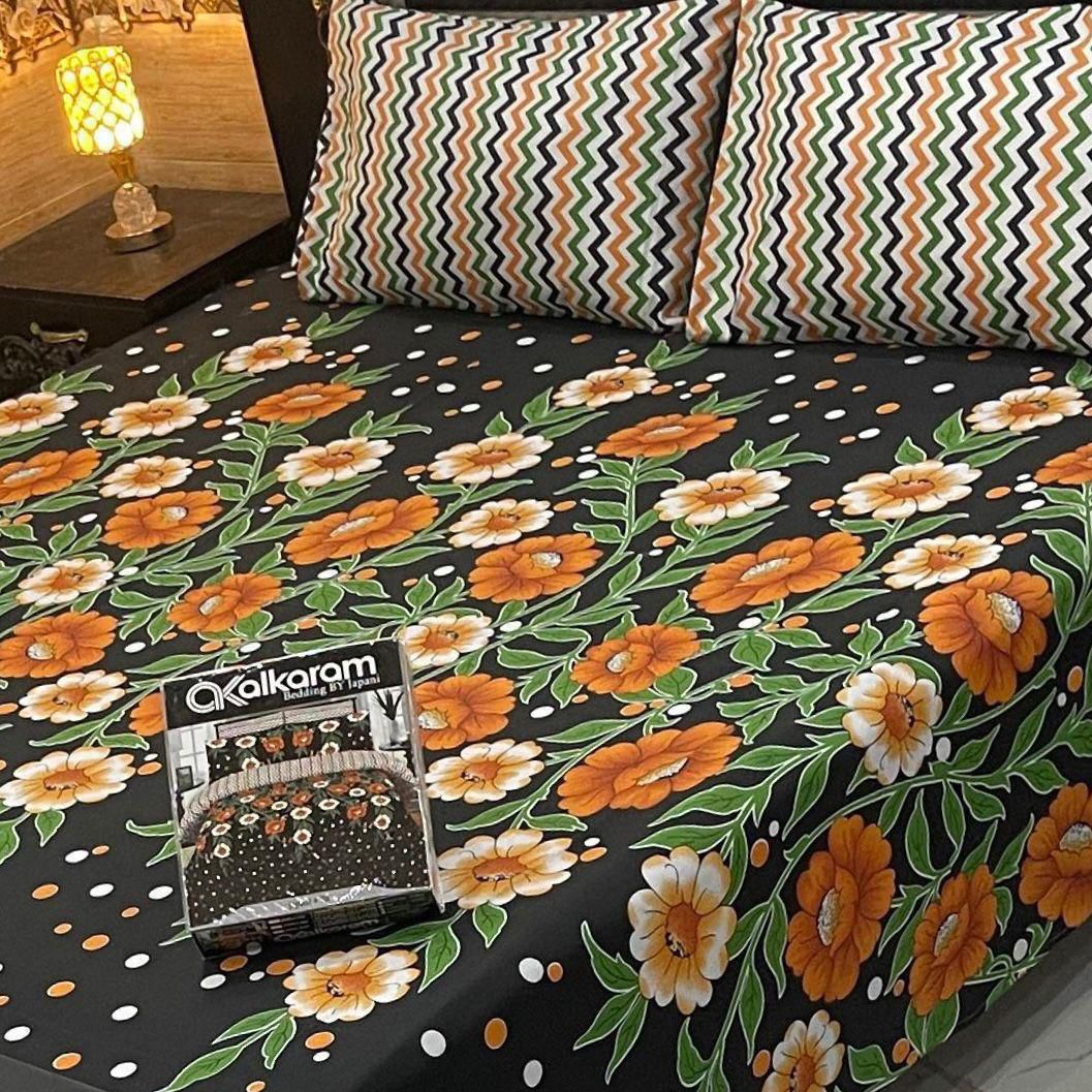 Cotton Gold fabric King Size Bed Sheet
