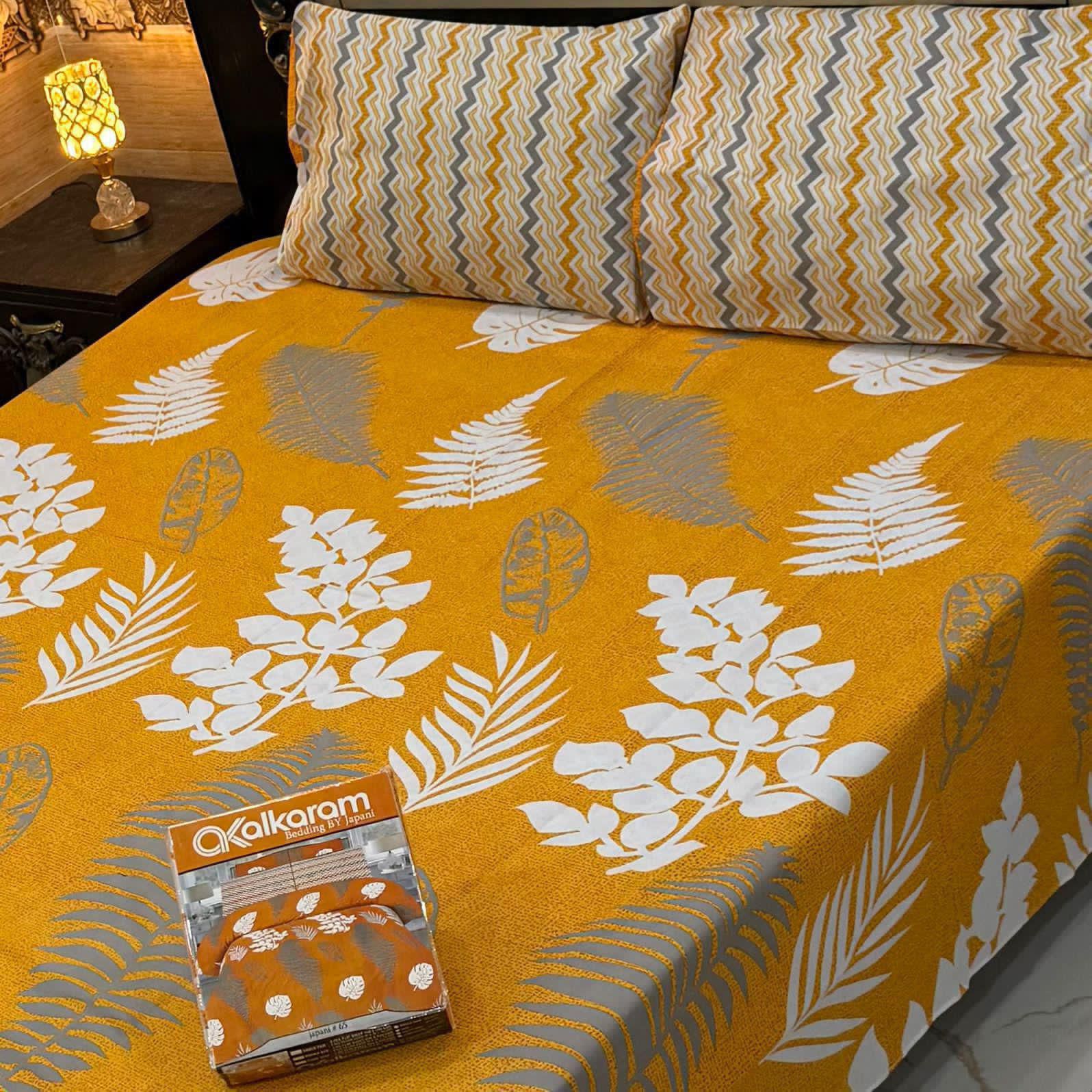 Cotton Gold fabric King Size Bed Sheet