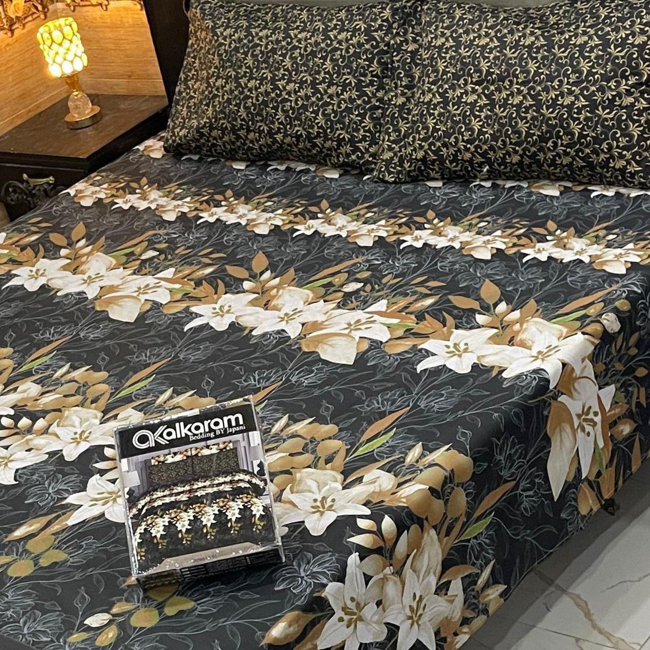 Cotton Gold fabric King Size Bed Sheet