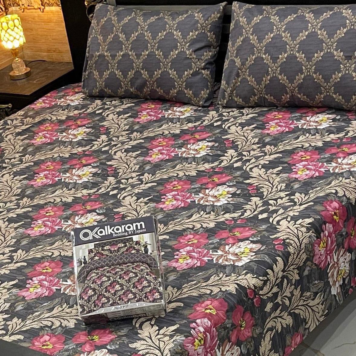 Cotton Gold fabric King Size Bed Sheet