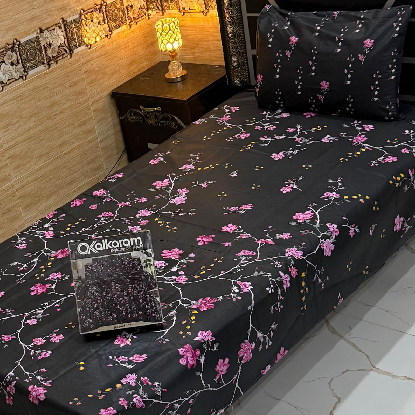 Cotton Gold fabric Single Pair Bed Sheets Set