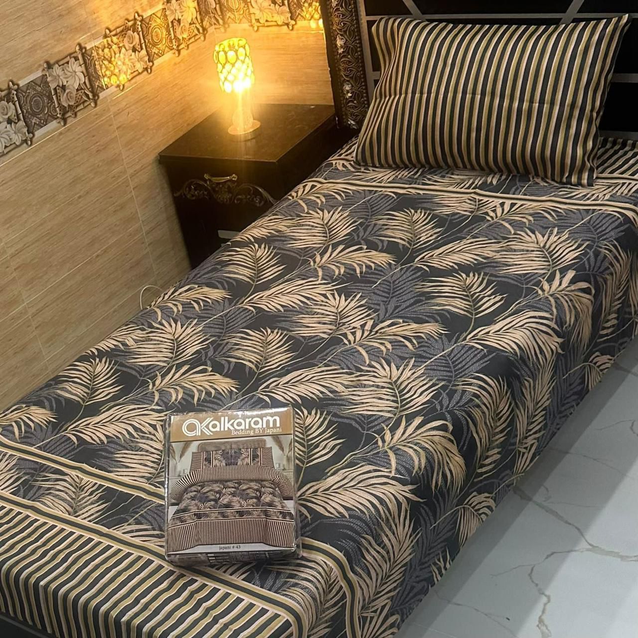 Cotton Gold fabric Single Pair Bed Sheets Set