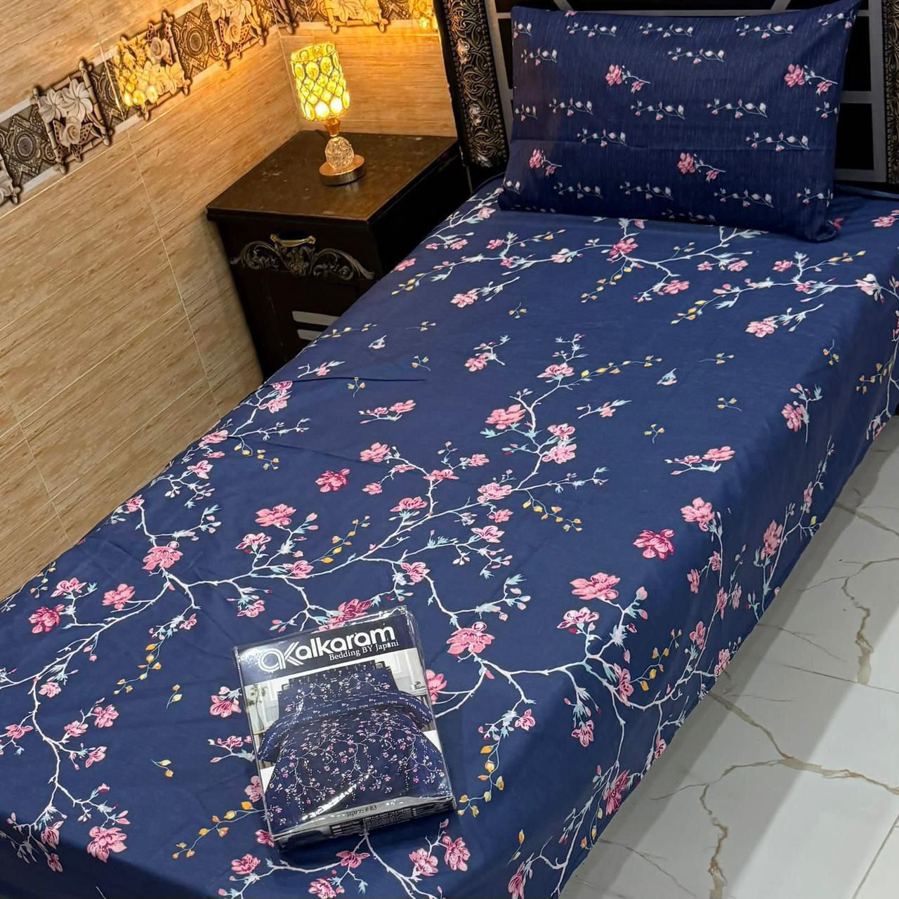 Cotton Gold fabric Single Pair Bed Sheets Set
