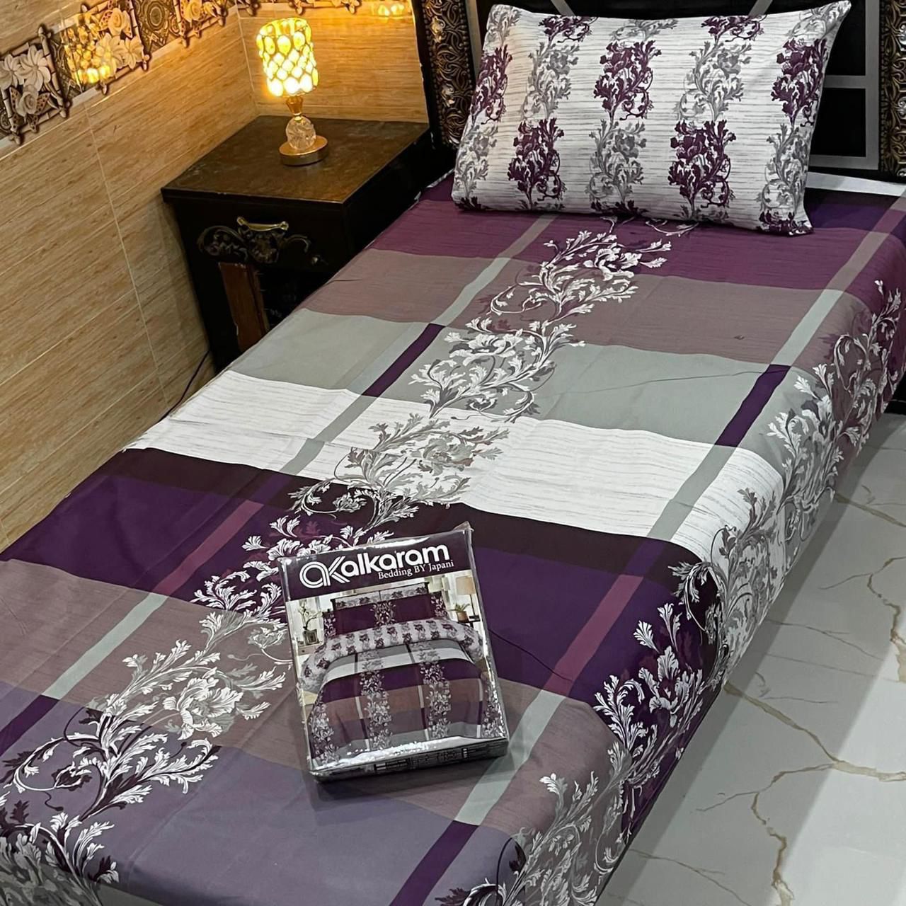 Cotton Gold fabric Single Pair Bed Sheets Set