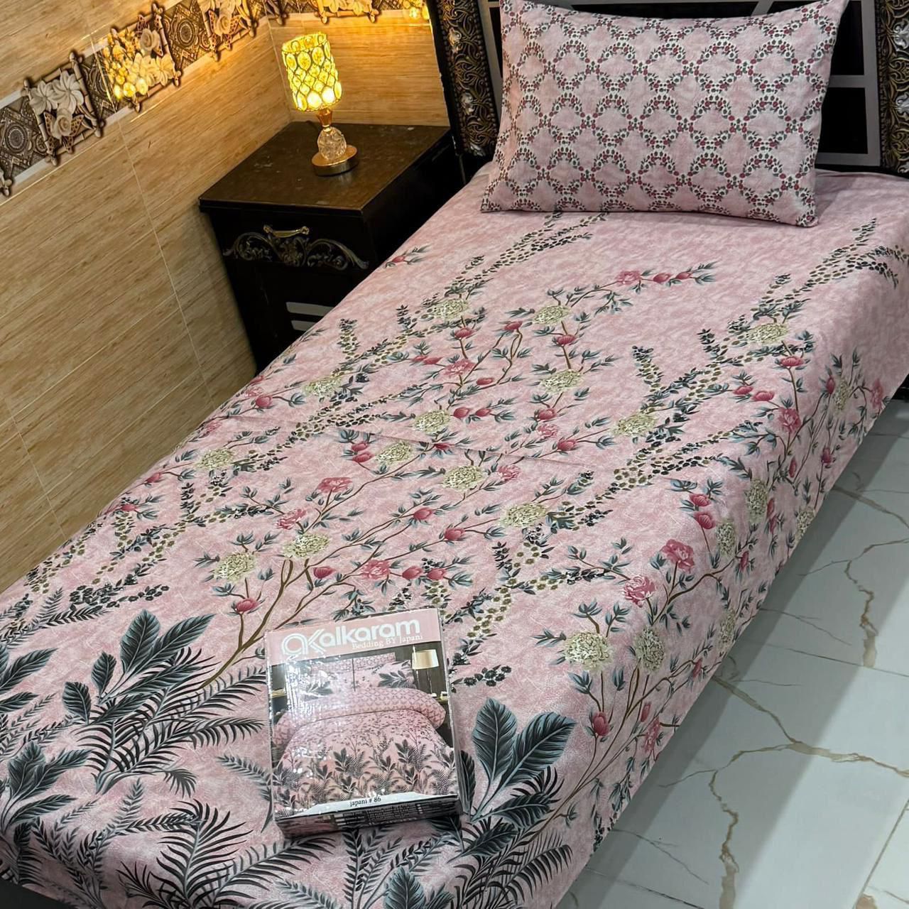 Cotton Gold fabric Single Pair Bed Sheets Set