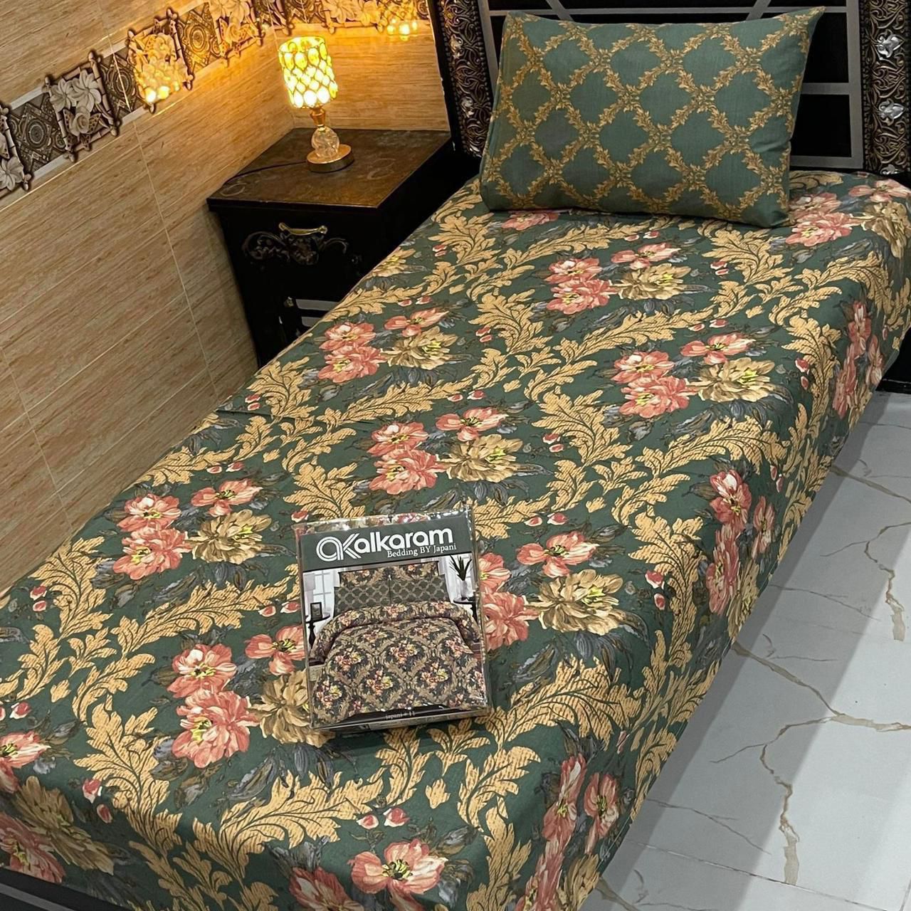 Cotton Gold fabric Single Pair Bed Sheets Set