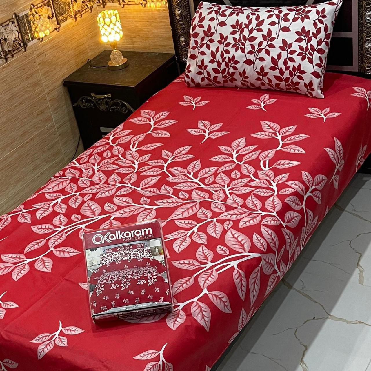 Cotton Gold fabric Single Pair Bed Sheets Set