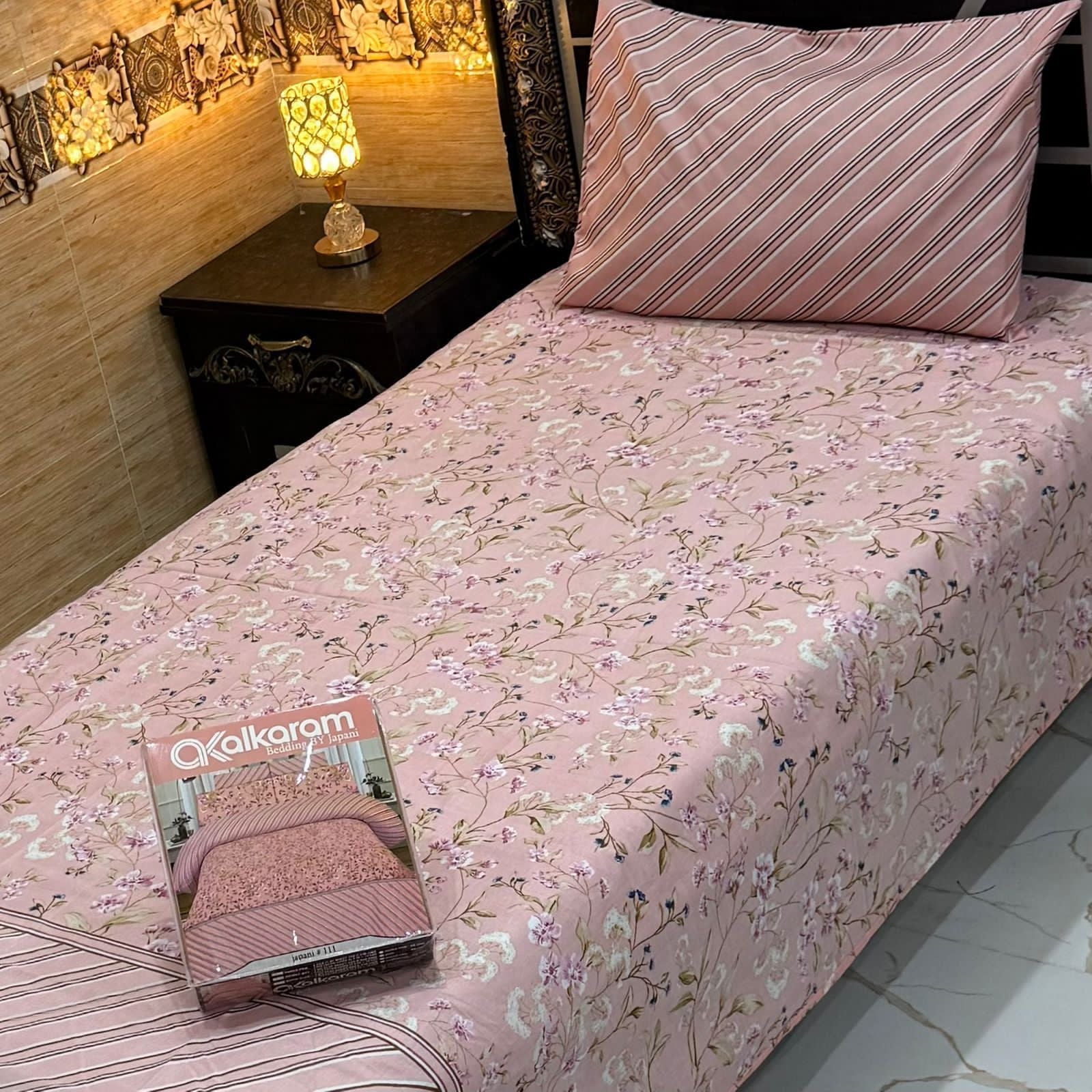 Cotton Gold fabric Single Pair Bed Sheets Set