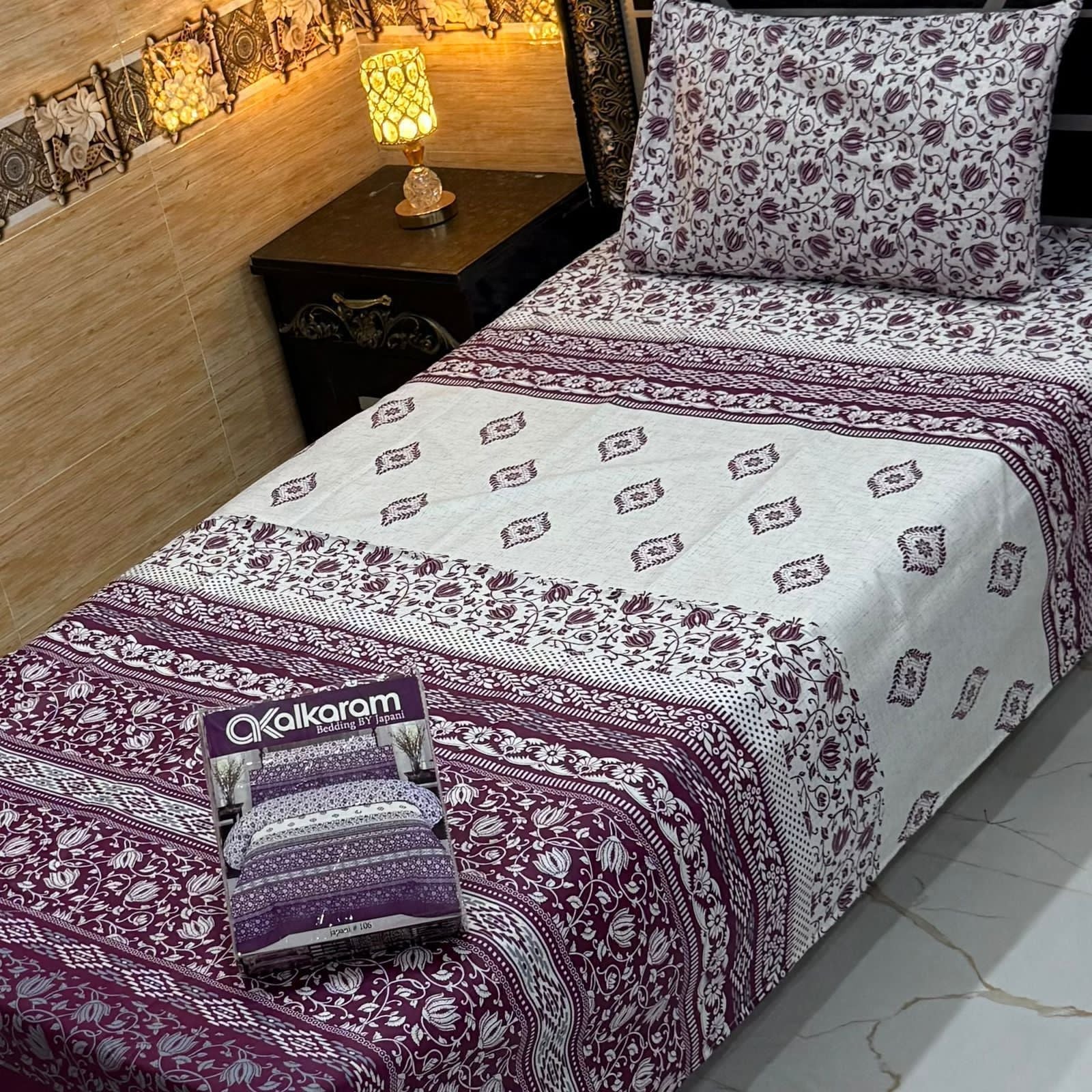Cotton Gold fabric Single Pair Bed Sheets Set