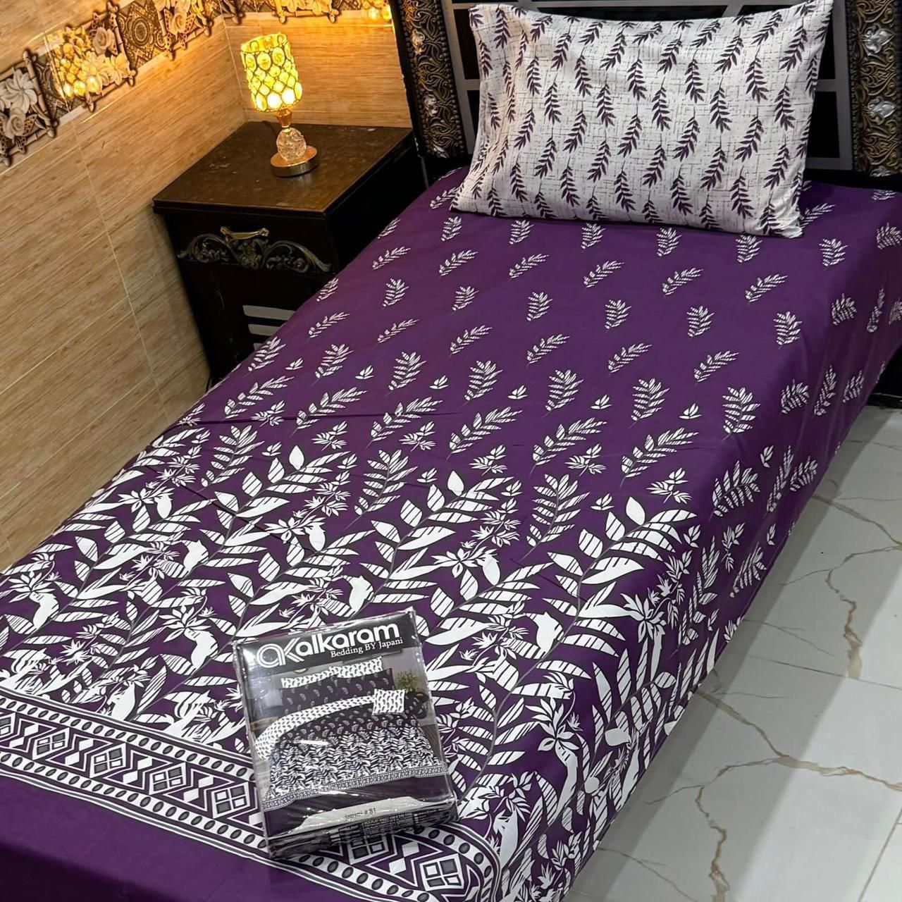 Cotton Gold fabric Single Pair Bed Sheets Set
