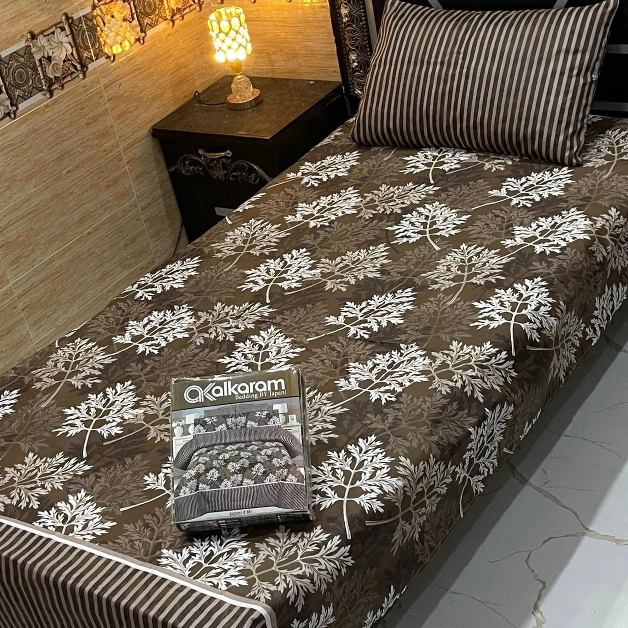Cotton Gold fabric Single Pair Bed Sheets Set