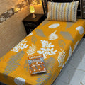 Cotton Gold fabric Single Pair Bed Sheets Set