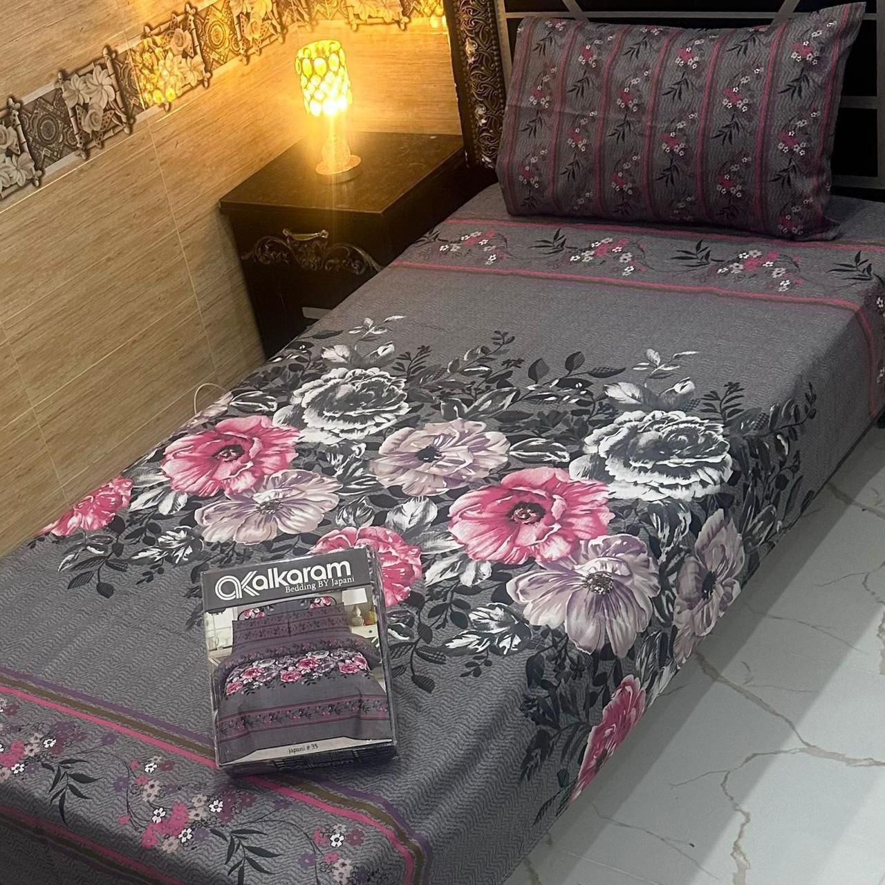 Cotton Gold fabric Single Pair Bed Sheets Set
