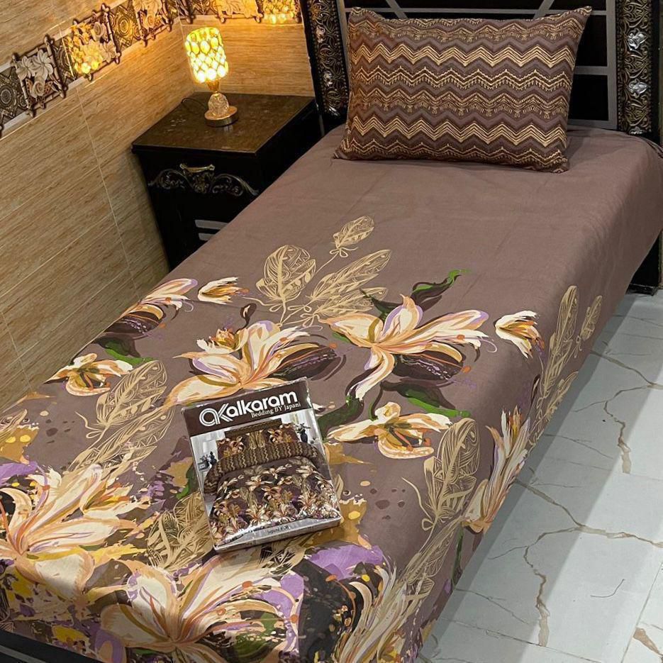 Cotton Gold fabric Single Pair Bed Sheets Set