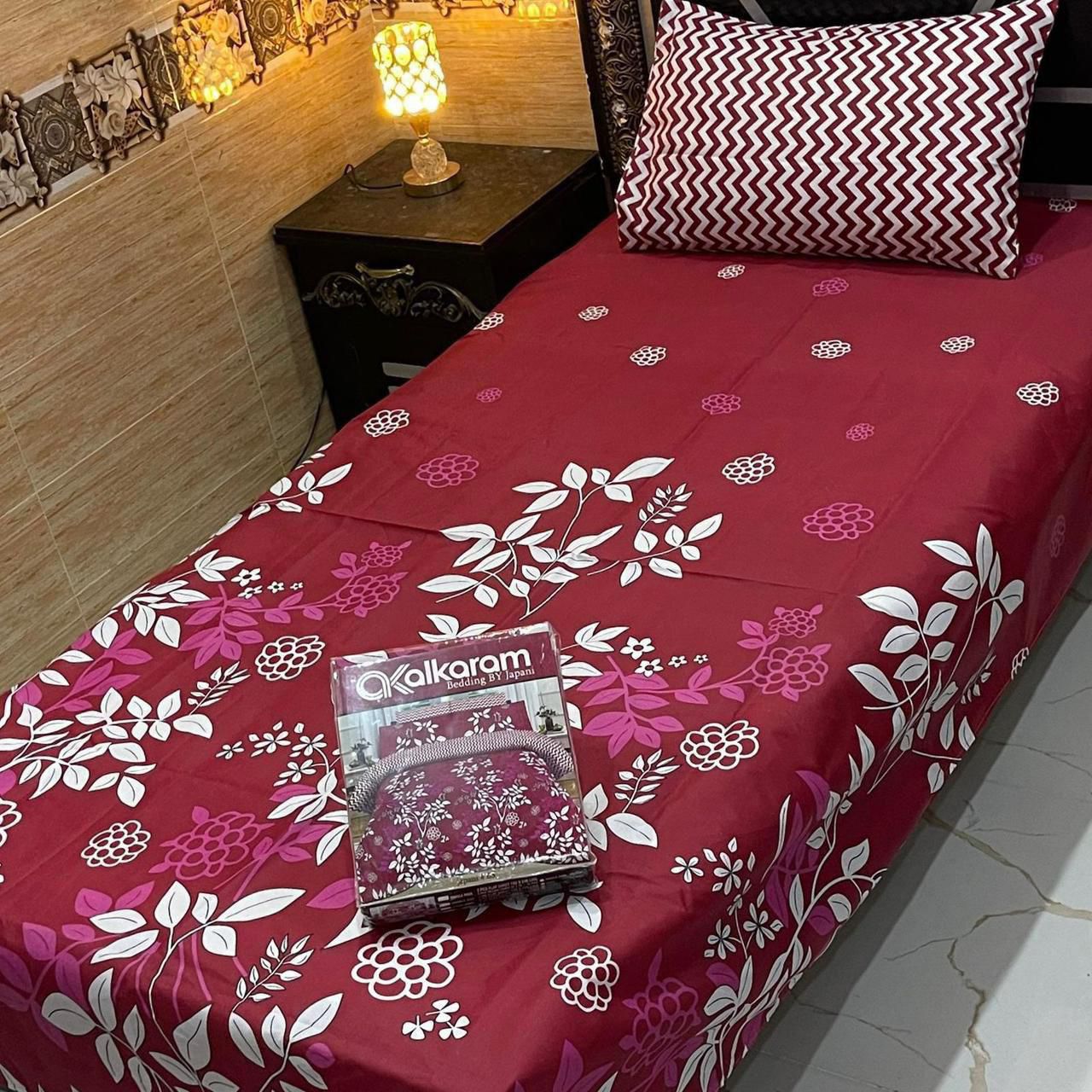 Cotton Gold fabric Single Pair Bed Sheets Set