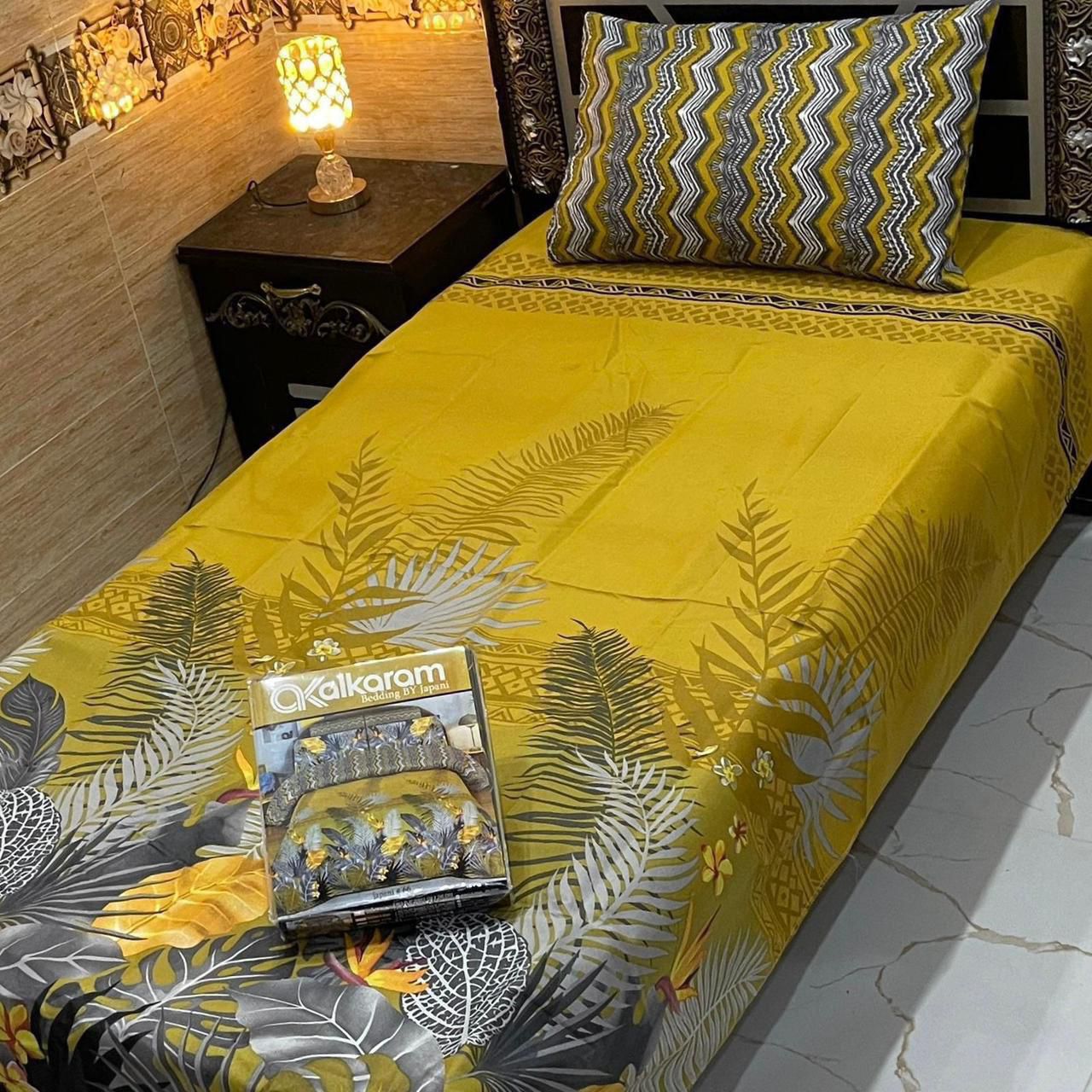 Cotton Gold fabric Single Pair Bed Sheets Set