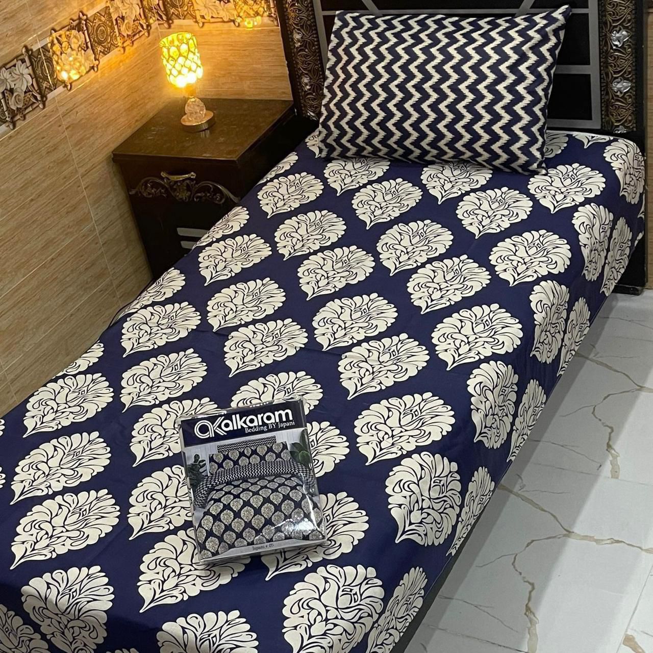 Cotton Gold fabric Single Pair Bed Sheets Set
