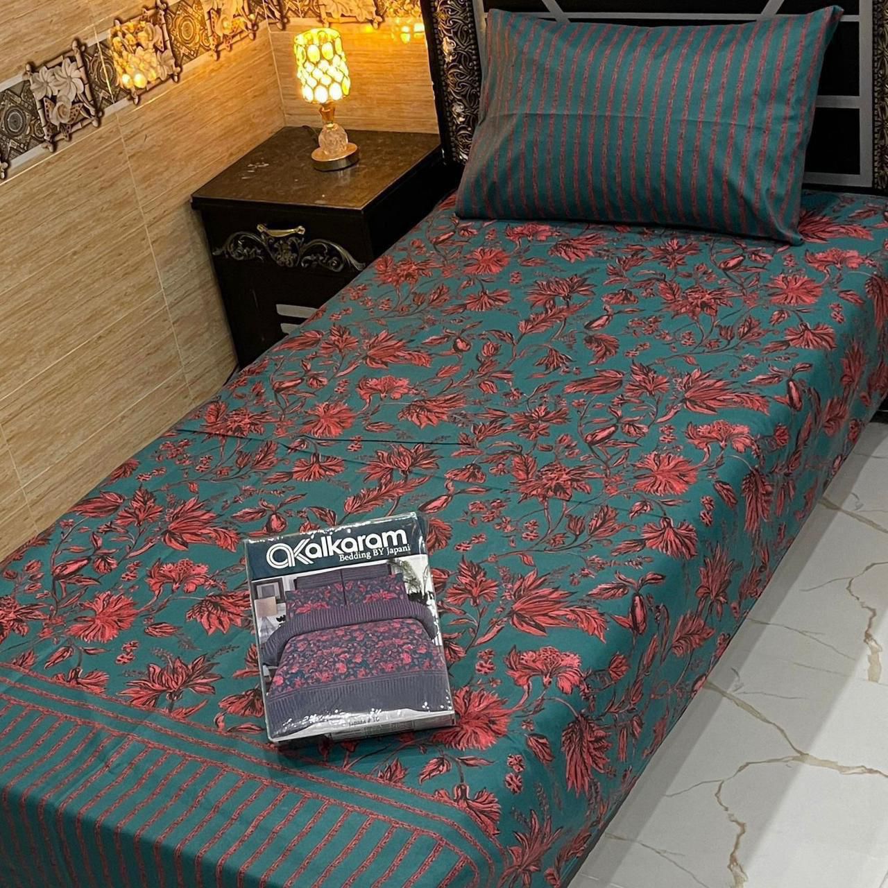 Cotton Gold fabric Single Pair Bed Sheets Set