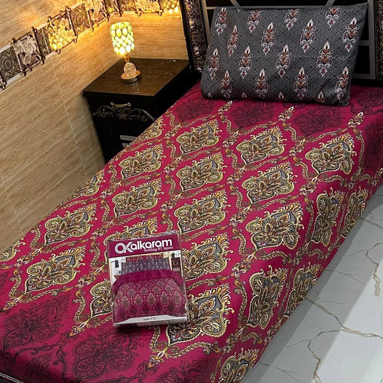Cotton Gold fabric Single Pair Bed Sheets Set