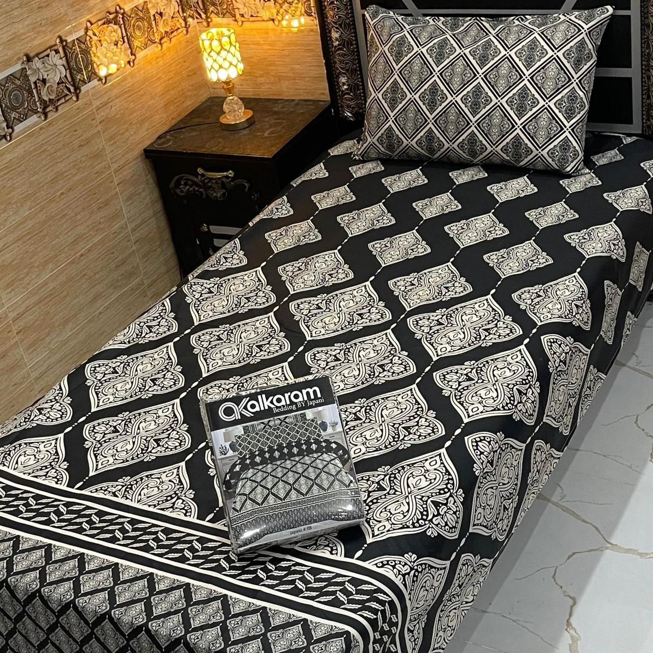 Cotton Gold fabric Single Pair Bed Sheets Set