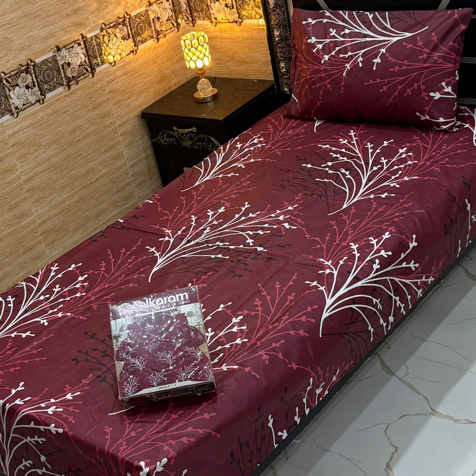 Cotton Gold fabric Single Pair Bed Sheets Set