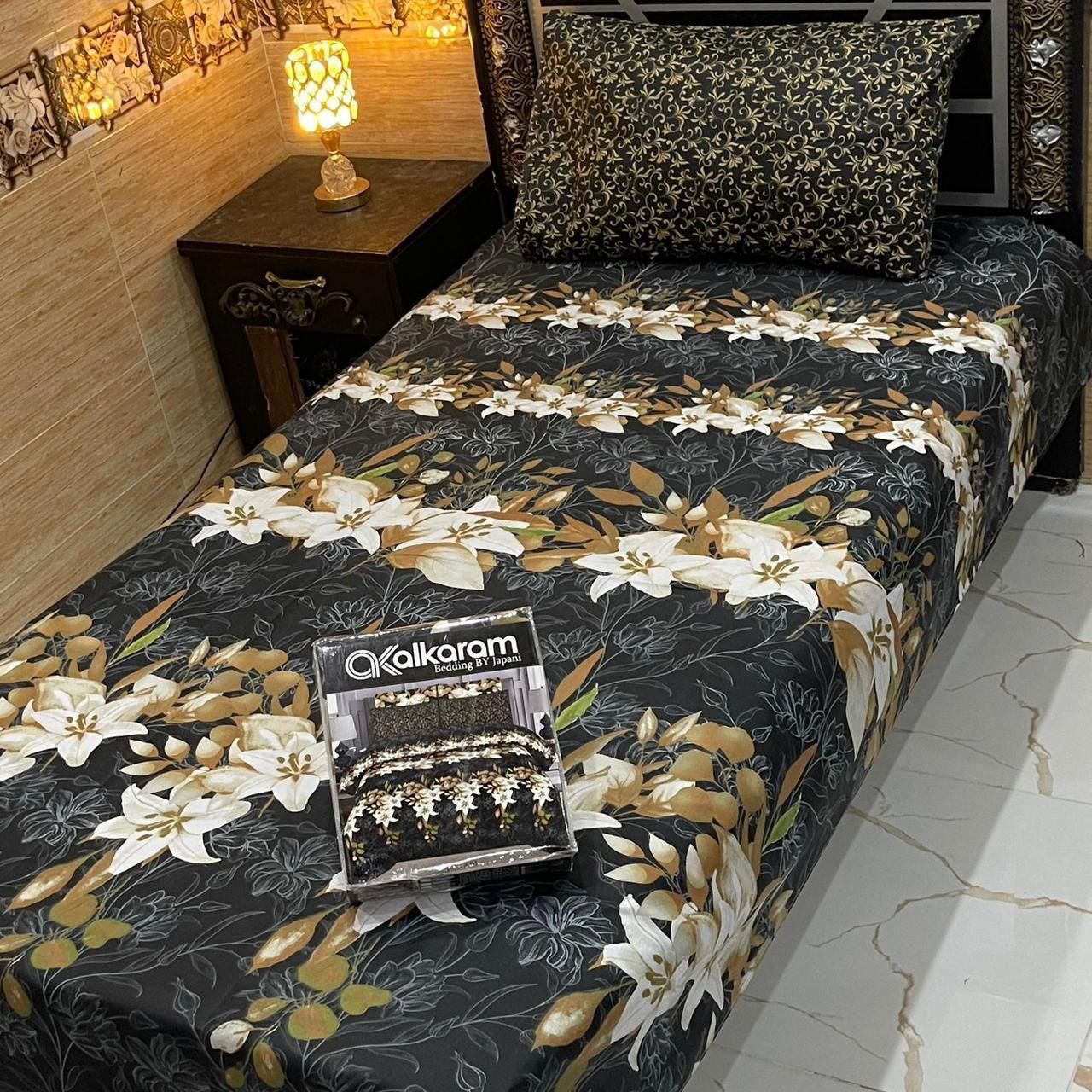 Cotton Gold fabric Single Pair Bed Sheets Set