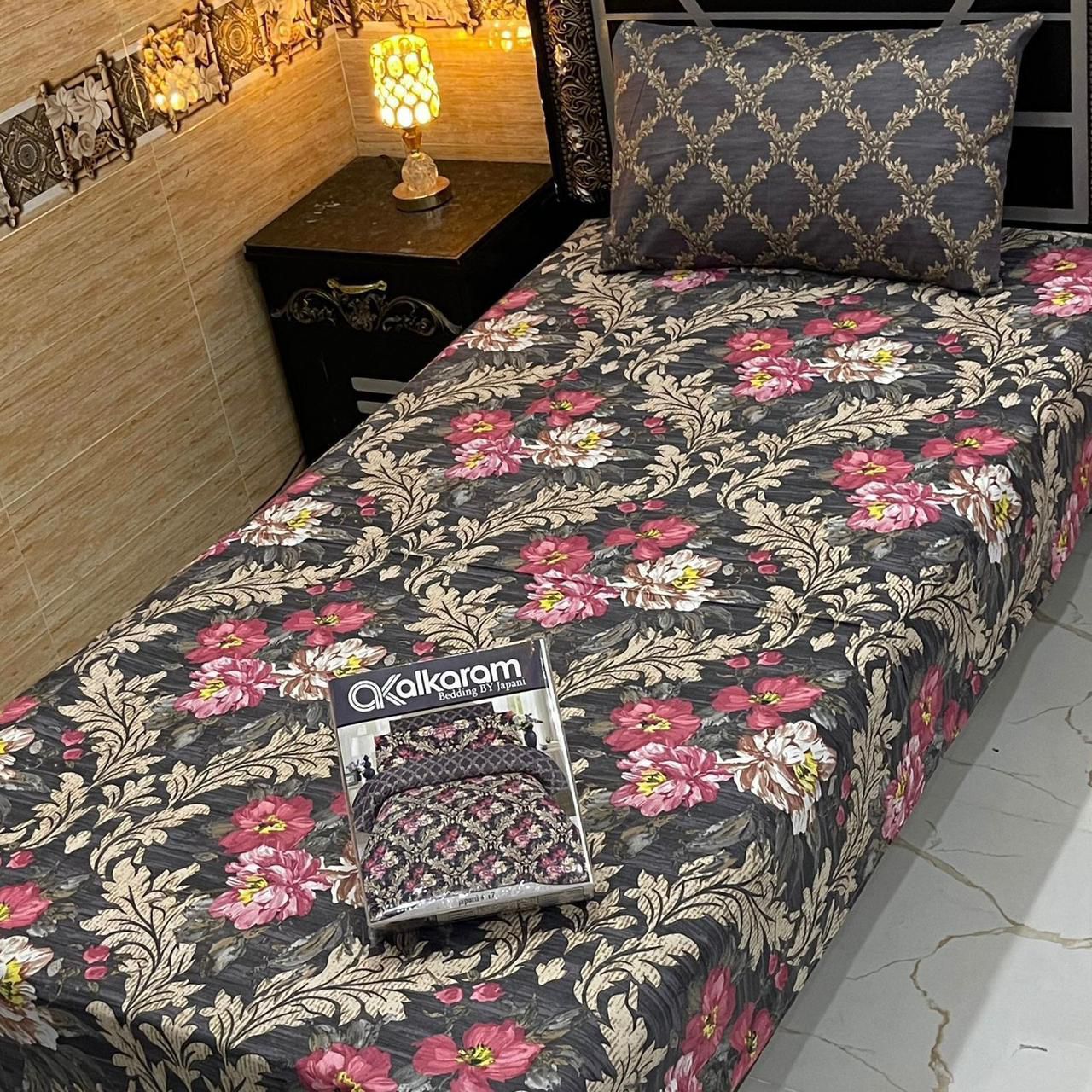 Cotton Gold fabric Single Pair Bed Sheets Set