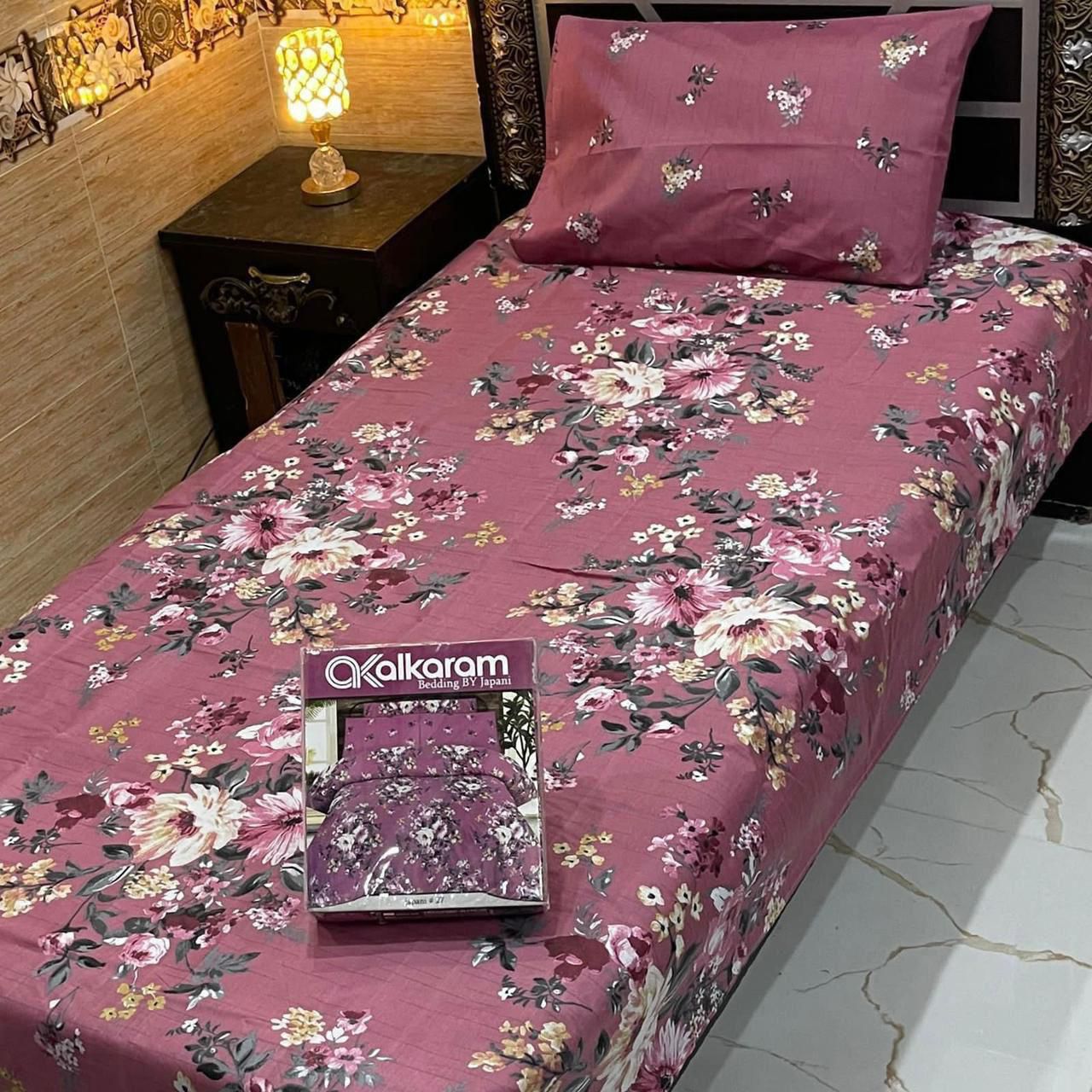 Cotton Gold fabric Single Pair Bed Sheets Set