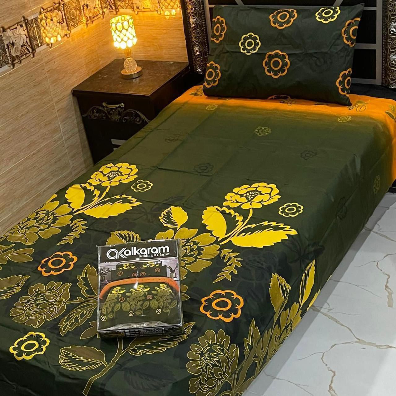 Cotton Gold fabric Single Pair Bed Sheets Set